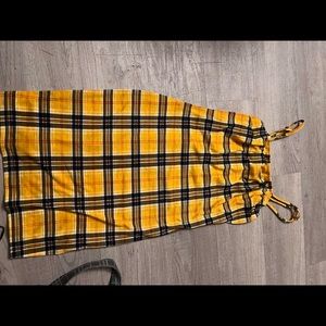 yellow plaid mini dress
